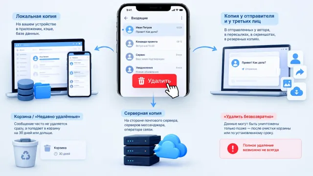Ручное удаление писем во временной почте